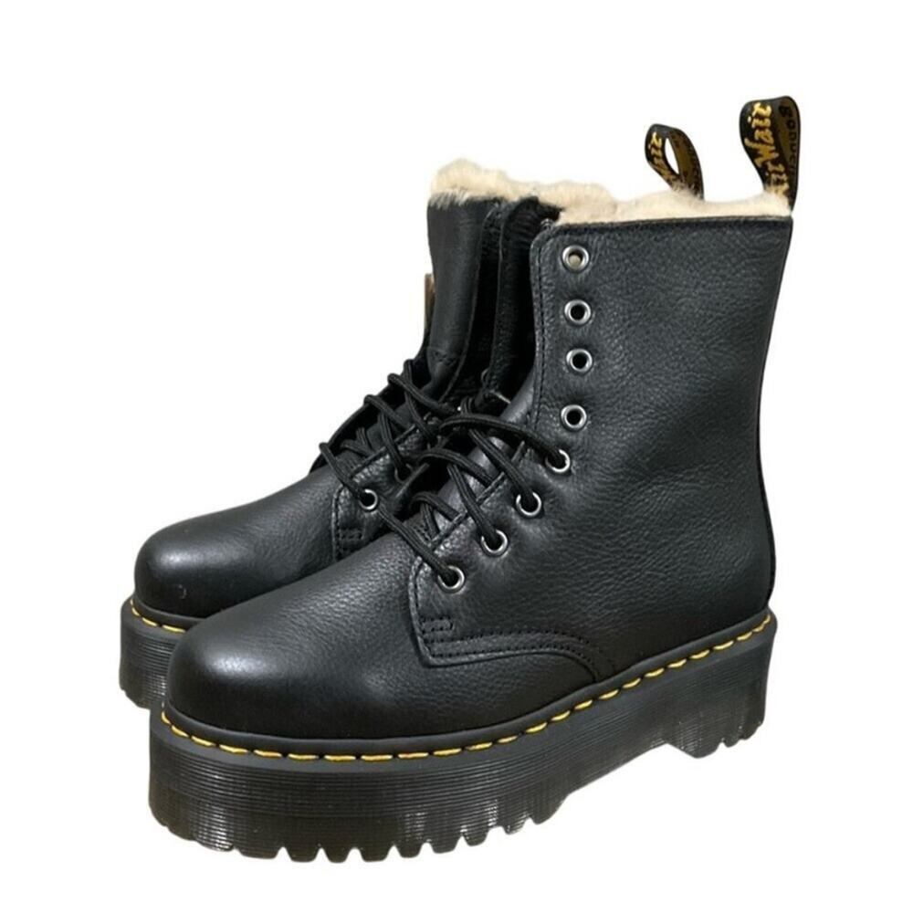 Dr Marten’s Men's Women's Jadon III Pisa Leather Platform Black Boots Size 7 NEW